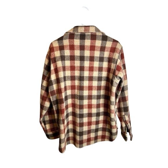 Vintage Woolrich Men’s Wool 70s Plaid Rust Shacket Size Medium - Picture 4 of 4